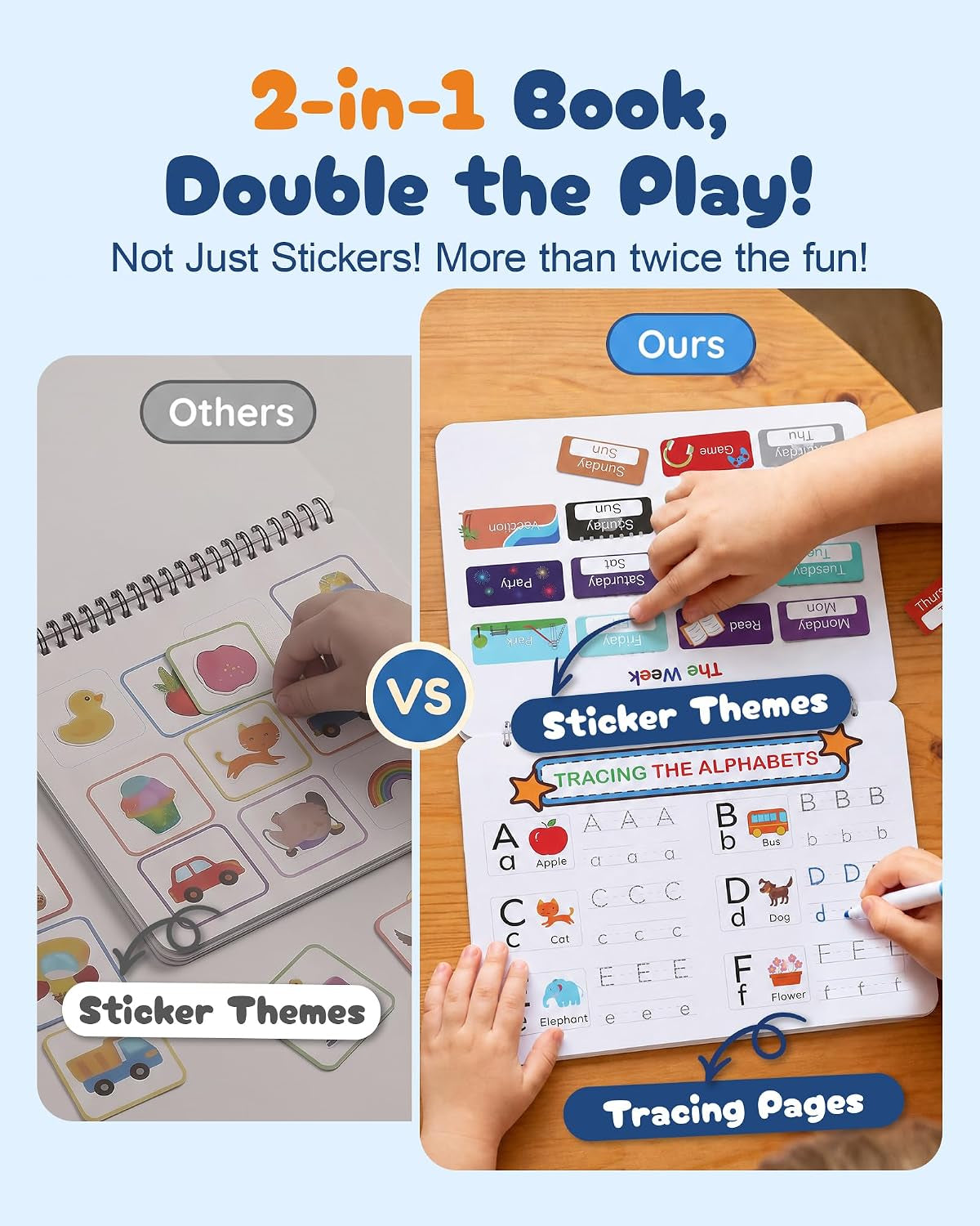 Mallify Montessori Dual-Function Sticker and Tracing Activity Book for Toddlers Aged 1-3