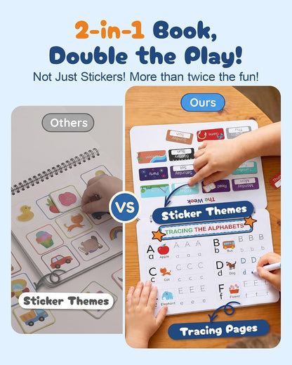 Mallify Montessori Dual-Function Sticker and Tracing Activity Book for Toddlers Aged 1-3
