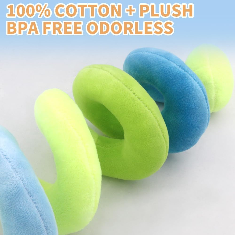 Plush Baby Car Seat Toys - Activity Spiral Hanging Pram Toys with Squeaker for Infants (Duck Design)