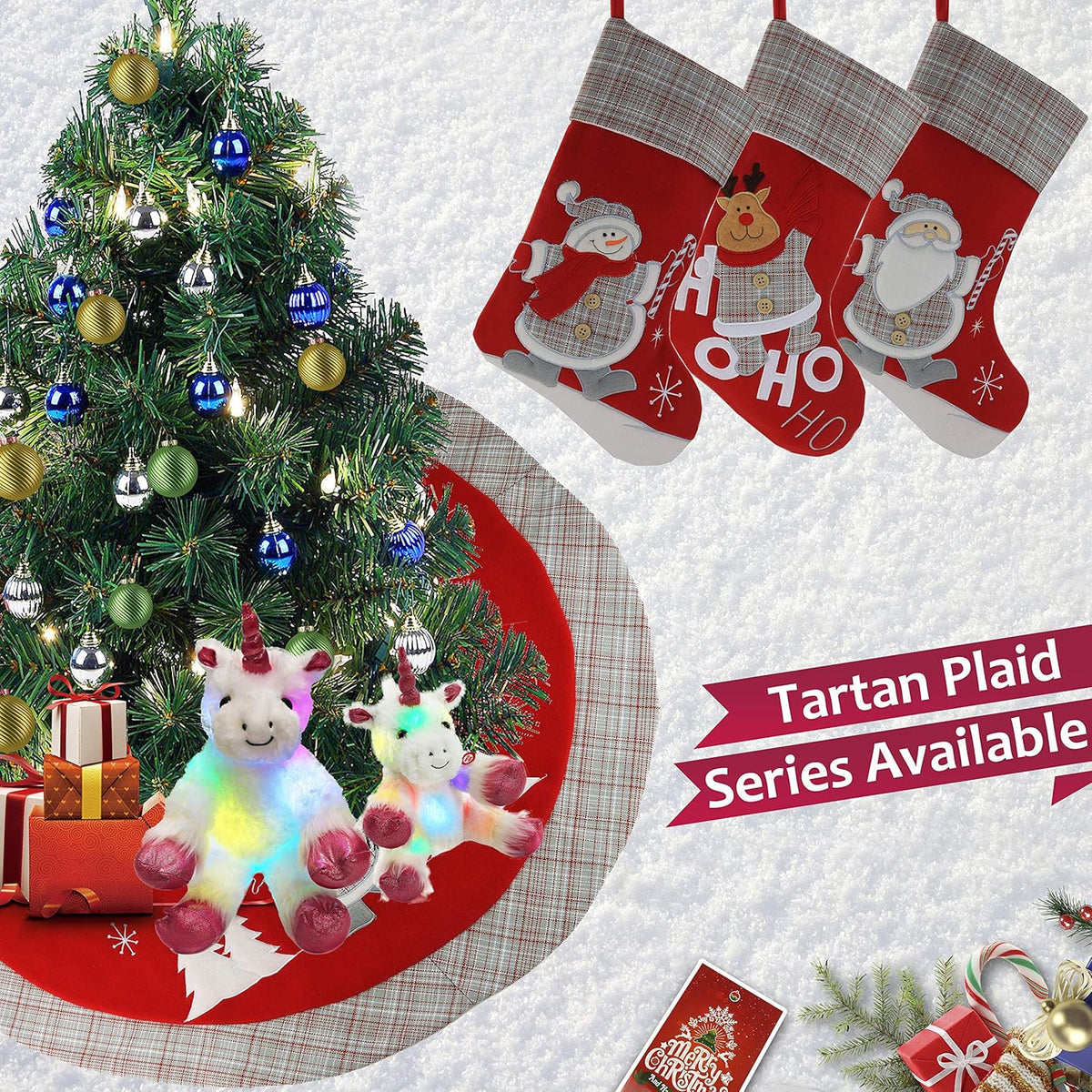 Elegant Christmas Stockings Set of 3: Santa, Snowman, and Reindeer Designs
