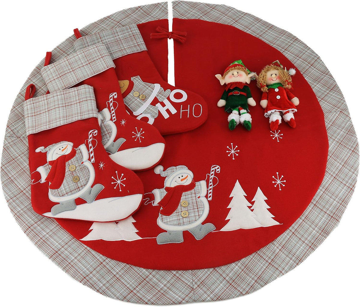 Elegant Christmas Stockings Set of 3: Santa, Snowman, and Reindeer Designs