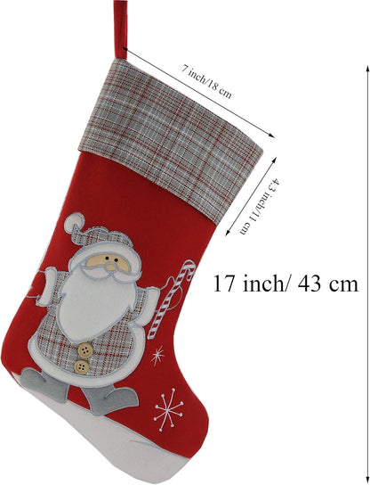 Elegant Christmas Stockings Set of 3: Santa, Snowman, and Reindeer Designs