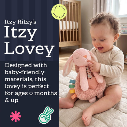 Itzy Ritzy Pink Bunny Lovey with Teether for Teething Relief, Suitable for 0+ Months