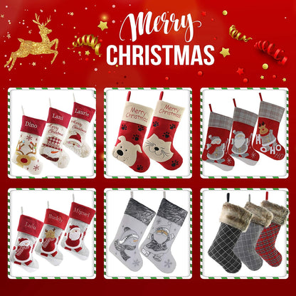 Elegant Christmas Stockings Set of 3: Santa, Snowman, and Reindeer Designs