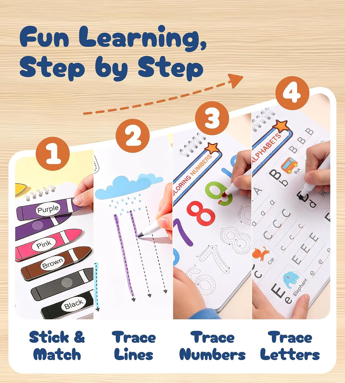 Mallify Montessori Dual-Function Sticker and Tracing Activity Book for Toddlers Aged 1-3