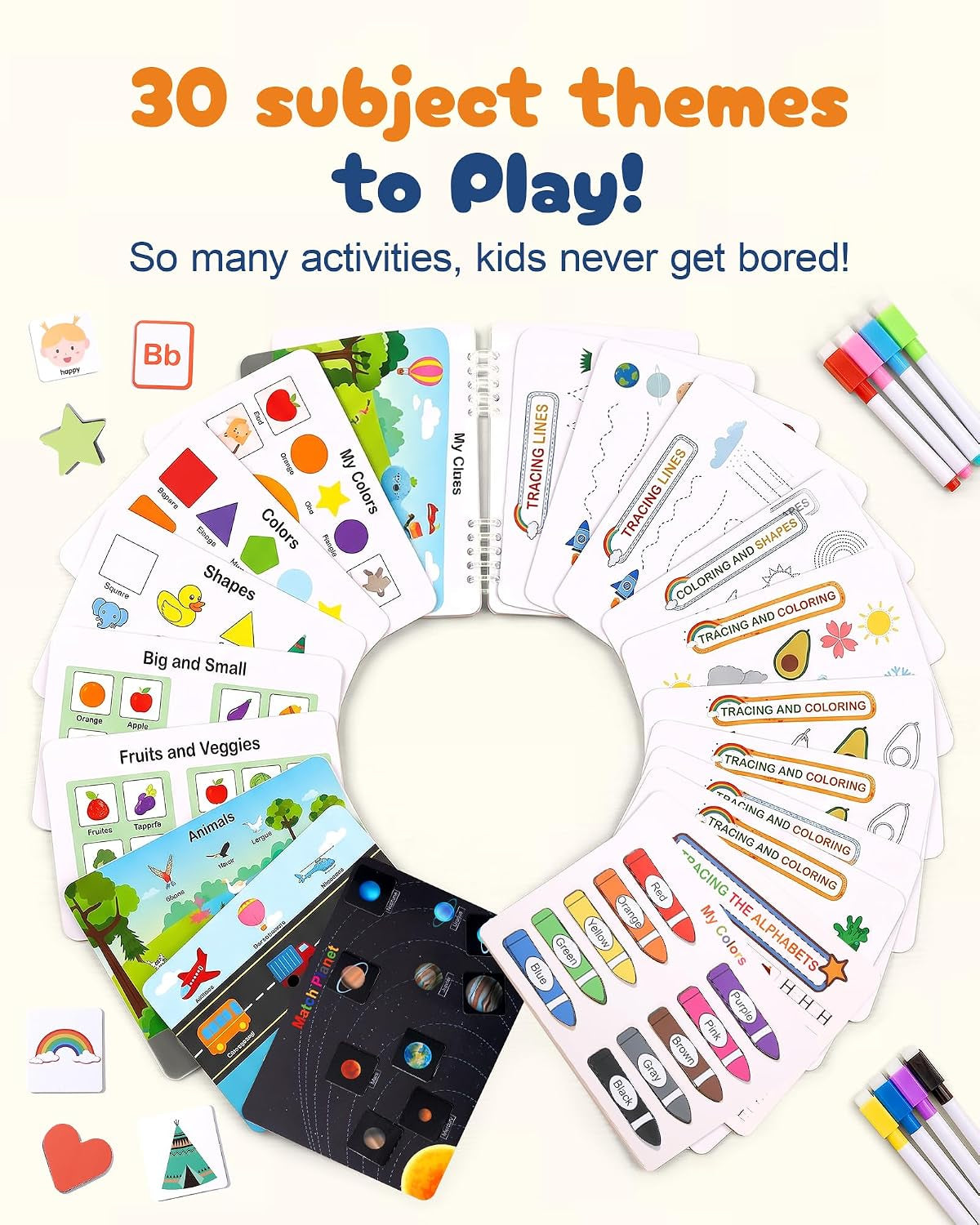 Mallify Montessori Dual-Function Sticker and Tracing Activity Book for Toddlers Aged 1-3